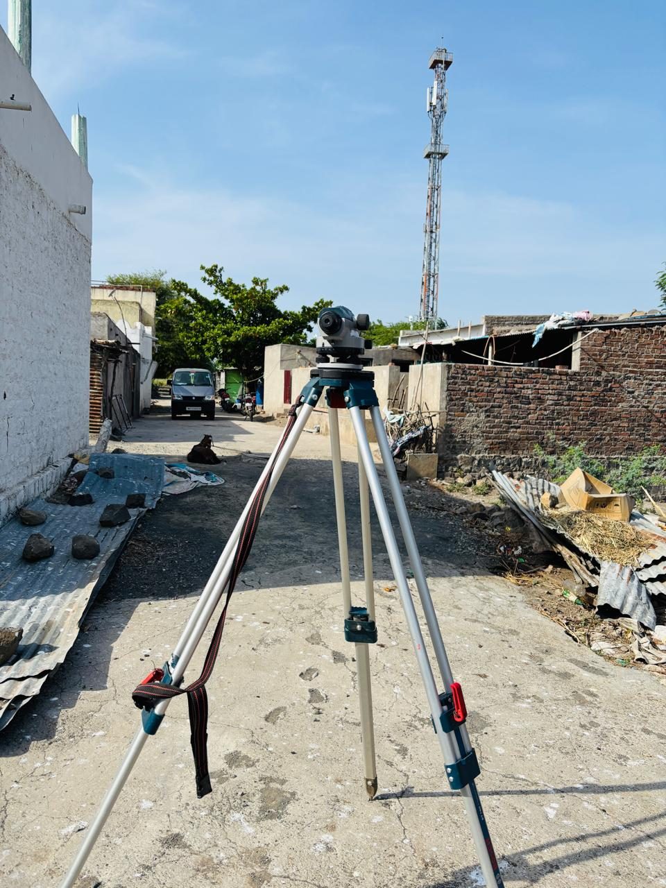 Survey machine on construction site